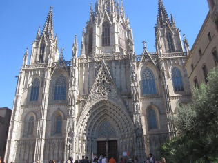 The gothic face that you see was added much later than the original church was built and is actually neo-gothic. It was added because the Sagrada Familia was being built and the Cathedral needed to be less out shined because technically it is higher in the hierarchy of the Church